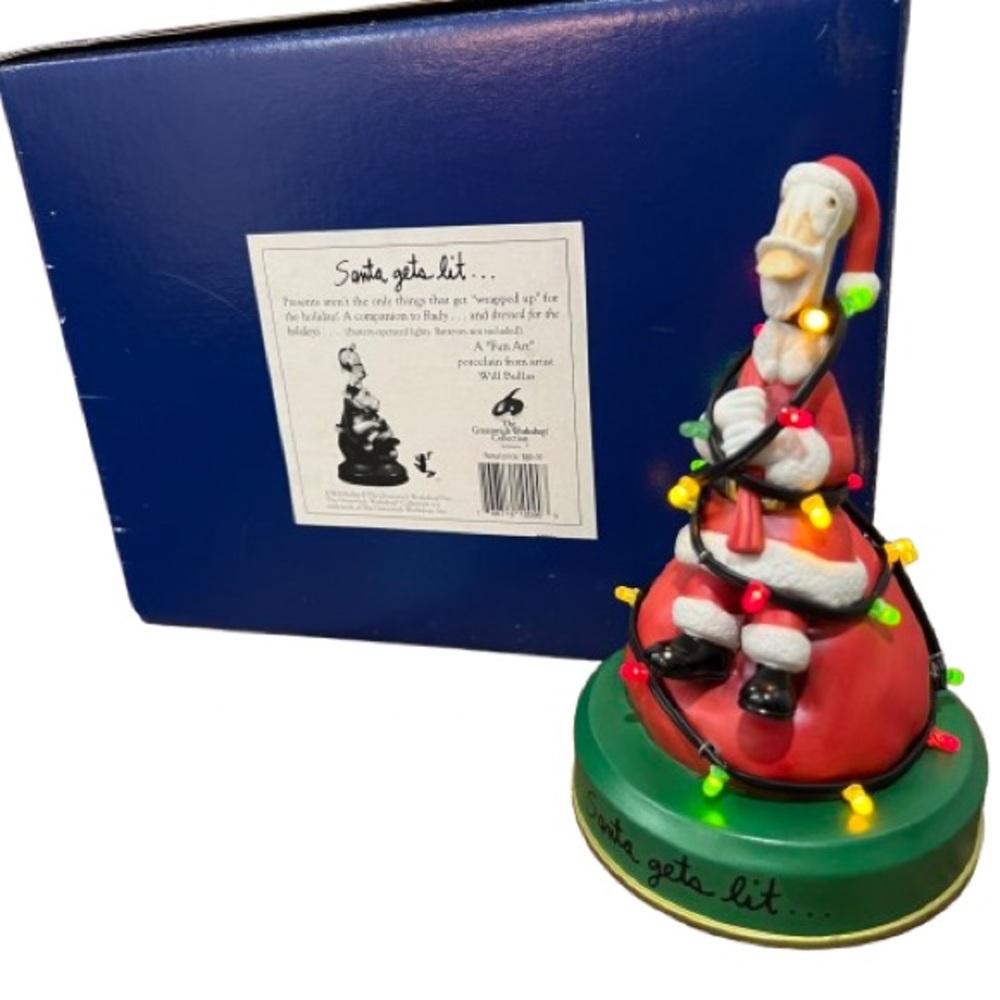 Will Bullas SANTA GETS LIT Limited Edition Fine Art Porcelain Lighted Figurine